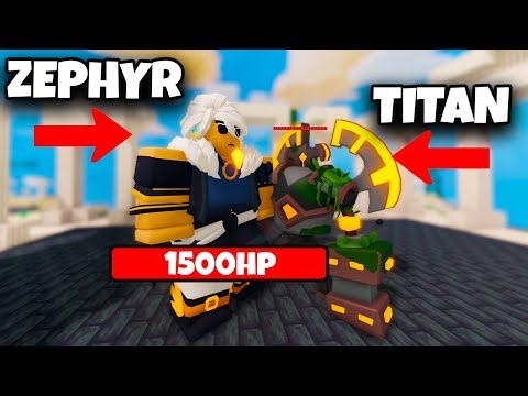 I became Bigger than Titan with Zephyr kit (1500hp) Roblox Bedwars