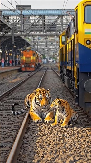 Train Track and tiger 😱😱#train #shortvideos #simulator