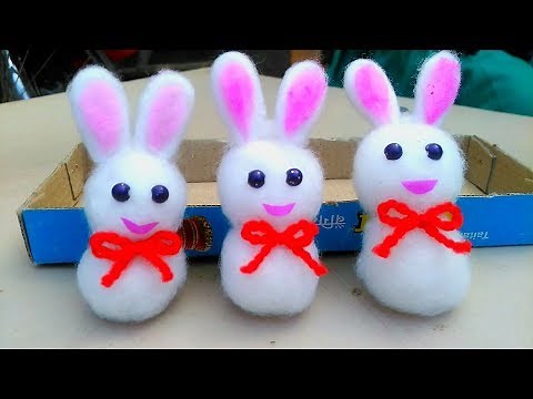 Little rabbit from cotton. Gk craft