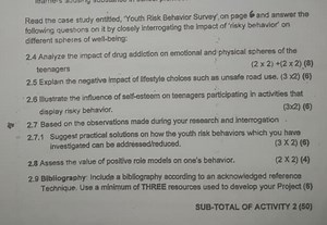 Read the case study entitled, 'Youth Risk Behavior Survey', on ... | Filo