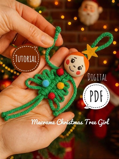 Macrame Christmas Tree Girl Pattern | Festive DIY Ornament Tutorial (PDF) - Etsy