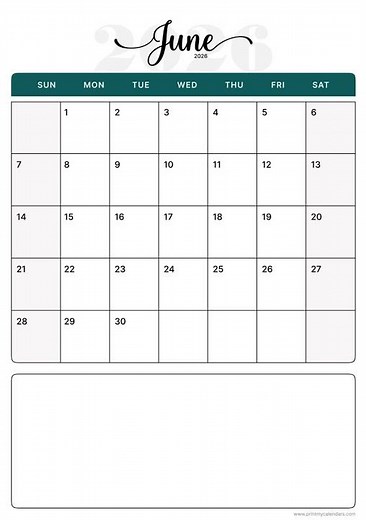 June 2026 Calendar | Printable A4 & US Letter | Portrait & Landscape | Free PDF Download | June 2026
