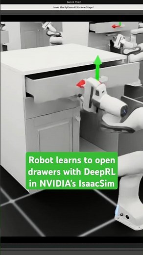 Robot learns to open drawers in Isaac Sim