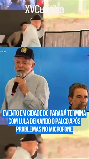 XV Curitiba on Instagram: "Durante a cerimônia de inauguração da Ponte Internacional da Integração Brasil–Paraguai, realizada na última sexta-feira (19), o presidente Luiz Inácio Lula da Silva interrompeu o discurso e deixou o palco após enfrentar problemas recorrentes no microfone, que dificultaram a transmissão de sua fala. Em vídeo que circulou nas redes sociais, é possível perceber o incômodo do presidente com as falhas técnicas ao longo da apresentação. O evento marcou a entrega oficial da
