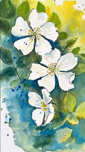 Einfache weiße Rosen in Aquarell für Anfänger