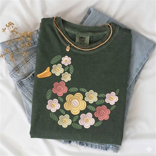 Floral Bird Embroidery Design, Vintage Flower Bird Pattern, Nature Inspired Embroidery File, Spring Animal Stitch Art - Etsy