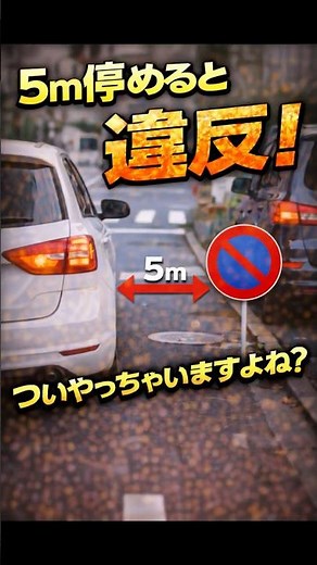 5ｍ止めると違反 #知らなきゃ損#駐停車禁止,#駐停車禁止場所,#駐車違反,#停車違反,#ちょい停め,#ハザード停車,#交差点5m,#横断歩道5m,#踏切10m,