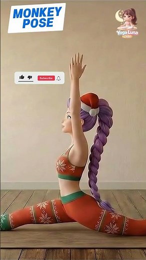 MONKEY POSE for Kids | Fun Split & Flexibility | Yoga Luna Chibi