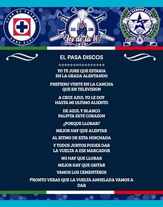 Nuevo cántico ‼️ La nueva canción con la que se alentará a nuestro club El día de hoy presentamos lo nuevo del cancionero celeste. Al ritmo de Diego Verdaguer🪽haremos que retumbe todo el estadio. Queremos escuchar a todos dando hasta el último aliento en la tribuna PRONTO VERÁS QUE LA VUELTA ANHELADA LA VAMOS A DAR…💙🎺🥁⚽️ | La 10 MDB