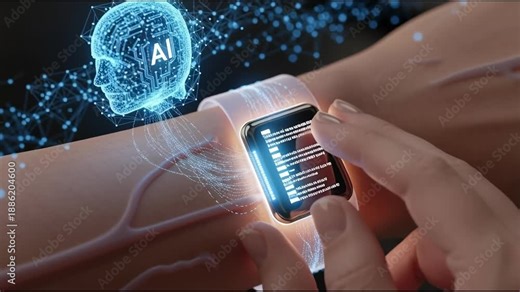 Artificial intelligence interface concept on human arm wearable device
