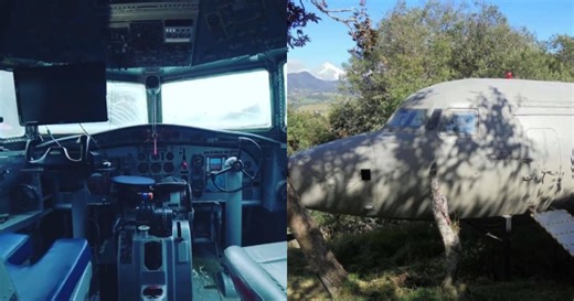 Avión con la cabina intacta es utilizado como Airbnb a las afueras de Bogotá