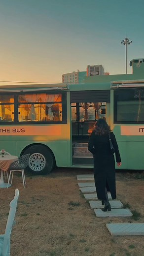 Unique Bus Café Concept with Night Views and Delicious Food