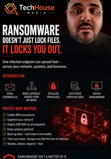 Ransomware Doesn’t Just Encrypt Files — It Can Cripple Your Entire Environment! One compromised endpoint can quickly become much more than a single infected device. Today’s ransomware attacks are designed to move laterally throughout your network, target critical infrastructure, disable security controls, and impact business operations long before encryption even begins. Attackers are leveraging: ✅ Phishing and social engineering ✅ Stolen credentials ✅ Unpatched vulnerabilities ✅ Remote access e