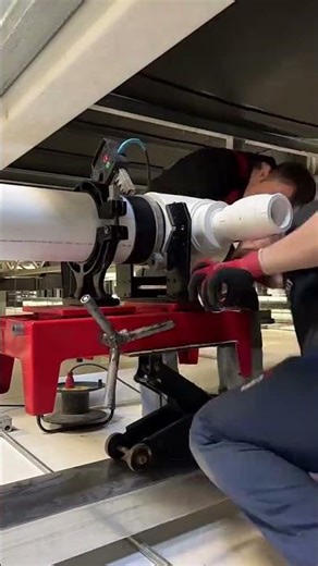 Joining large plastic pipes using a precision pipe fusion machine for strong connection #popular