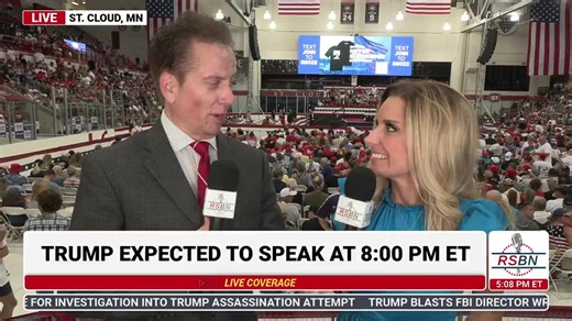 4.9K views · 219 reactions | NOW: RSBN is LIVE in St. Cloud, Minnesota for next Trump/Vance rally — President Trump expected to speak at 8pm ET WATCH LIVE: https://www.rsbnetwork.com/video/live-president-trump-delivers-remarks-at-bitcoin-conference-in-nashville-7-27-24/ | Right Side Broadcasting | Facebook