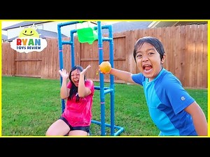 Dunk Tank Challenge  Family Fun Activities with Ryan ToysReview!!! - Videos For Kids