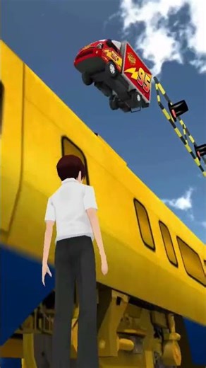 McQueen truck destroyed by golden train in 3d Driving Class