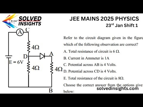 JEE Main Physics PYQ | Current Electricity Circuit Analysis | Ammeter & Potential Difference |