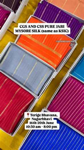 Sri Sai Mysore Silks | 🤩PURE JARI MYSORE SILK SAME AS KSIC WITH CGS AND CSS MARK! Bring your friends and family and avail a 20% discount only at ಸೀರೆ ಸಂಭ್ರಮ... | Instagram