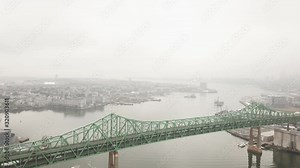 The magnificent, green Maurice J. Tobin Memorial Bridge in Boston, Massachusetts - aerial