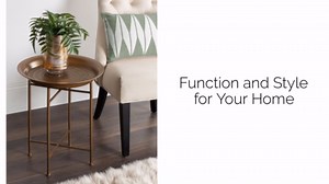 Kate and Laurel Mahdavi Round Hammered Metal Tray End Table, Dark Gold