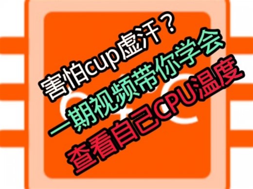 害怕cup虚汗？这期视频教你查看CPU温度