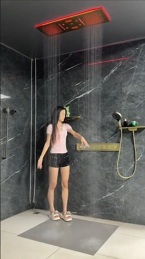 Relaxing Shower Experience with LED Lights Modern Shower Design with Color-Changing Head.