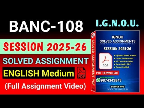 BANC 108 Solved Assignment 2025-26 English, BANC 108 Solved Assignment 25-26, BANC-108 Assignment