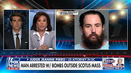217K views · 6.6K reactions |  BREAKING: U.S. Attorney Judge Jeanine Pirro says a “MAN” had 200 “EXPLOSIVE DEVICES READY TO DETONATE” OUTSIDE of a Church holding a “SUPREME COURT MASS”  Judge Jeanine: “The EXPLOSION could’ve been VERY BIG” | Jesse Watters | Facebook