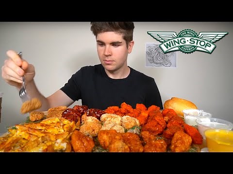 WINGSTOP Boneless Wings FEAST + Cheesy Voodoo Fries (Mukbang)