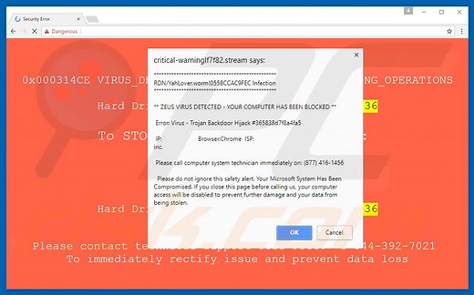 Error Virus - Trojan Backdoor Hijack Scam