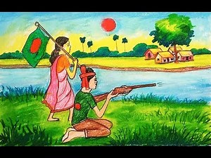 মুক্তিযুদ্ধের ছবি আঁকি,scenery Drawing of liberation war 1971, Muktijudho,दृश्य चित्रकारी