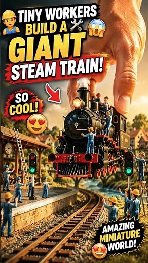 Tiny Workers Build a Giant Steam Train | Miniature Railway Construction in 3D Animation 🚂✨