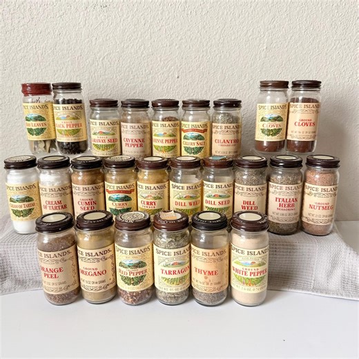 Vintage Spice Islands Glass Spice Jars - Retro Kitchen Decor - Etsy