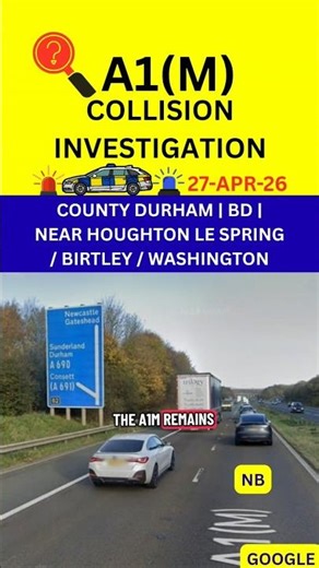 ⚠️ A1(M) COLLISION 🚗 |BD REMAIN ⛔ | COUNTY DURHAM #ukroads #roadclosed #incident #alert #rtc #delay