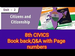 Citizens and Citizenship॥8th CIVICS।Unit 2॥ Book back question and answer॥Fully answered
