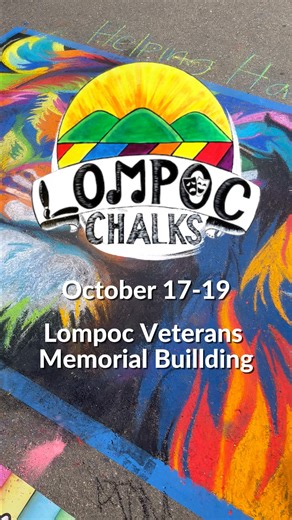 🎨✨ The streets of Lompoc are about to get a major glow-up! From Oct 17–19 at the Lompoc Veterans Memorial Building, watch sidewalks transform into stunning works of art during the FREE Lompoc Chalks 2025. 🖌️ Chalk art masterpieces 🎶 Live music & entertainment 🍔 Food trucks family fun 💜 Silent Auction supporting the Lompoc Theatre Project Come for the art, stay for the vibes—this is one weekend you don’t want to miss! http://bit.ly/3VIxN33 | Explore Lompoc