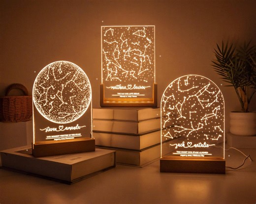 Custom Star Map Night Light, Anniversary Star Map by Date, the Night We Met Constellation, Personalized With Your Names and Location - Etsy