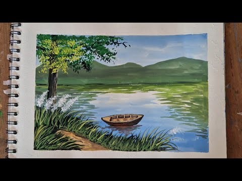 easy nature painting tutorial in acrylic colur