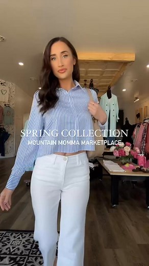 Jasmine giving us a little sneak peek at some of the many new dresses, denim and tops in our Spring Collection. 🌸#springcollection #dresses #shoplocal | Mountain Momma Marketplace