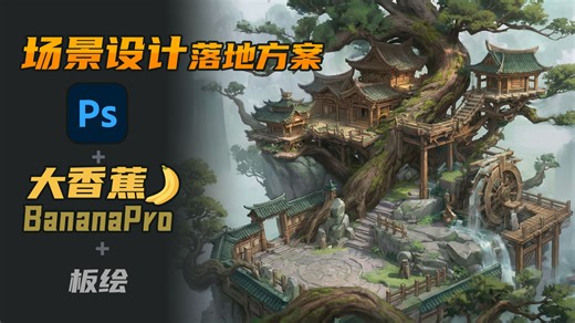 场景设计师使用BananaPro PS辅助设计流程