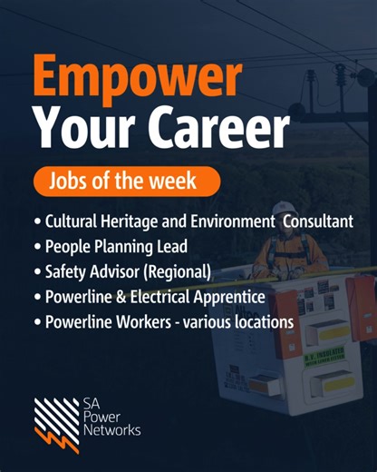 2K views | ⚡ We’re hiring! Right now we’ve got a mix of roles across SA — from technical and trade through to IT and corporate. Whatever your skills, there’s a chance to be part of the team that keeps our state powered, safe and moving towards a cleaner energy future.  See the full list and apply today: sapowernetworks.co/careers | SA Power Networks | Facebook