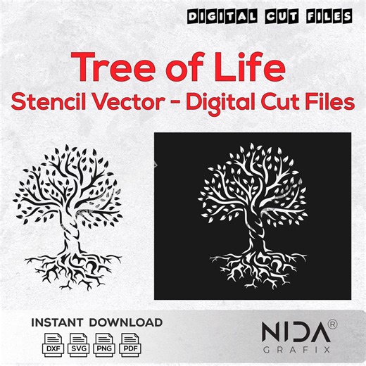 Arbre de vie au pochoir vectoriel – Design découpé au laser (téléchargement numérique) - Etsy France