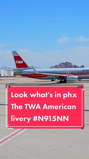 Look what's in PHX? The American Airlines (TWA heritage livery) it's a 10-year-old Boeing 737-823. today it was departing being Sky harbor heading to San Francisco. I really like this plane who else drop a comment below. #aviation #planespotting #avgeeks #aviationtiktok #aviationdaily #aviation4u #b737 #livery #skyharbor #planes #aviationlovers #twaairlines #boeing737 #CapCut