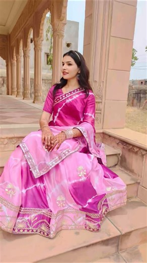 halfsaree with gota zari work an 2 colour's beautiful colors combination