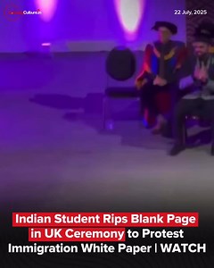 In a moment of powerful silence, an Indian student tore a blank white sheet during a UK ceremony-an act symbolizing protest against the proposed Immigration White Paper. The silent gesture spoke louder than words, capturing the fears and frustration of thousands of international students. As policies threaten to close doors, this bold act demands a rethink of fairness, opportunity, and the real cost of excluding global voices from UK education. | Comedyculture.in