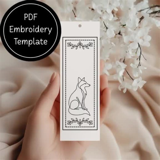 Fox Bookmark Hand Embroidery Template - Instant Download - Plus Bonus Printable Matching Stationery - Etsy