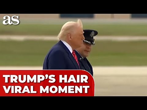 TRUMP'S HAIR wildly spins before boarding AIR FORCE ONE