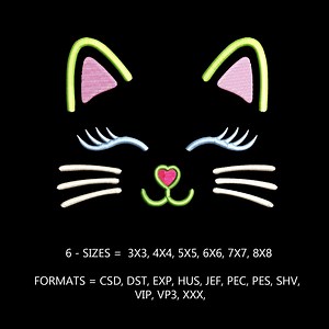 Kitty Face Embroidery Design – Machine Embroidery File (digital Download) - Etsy Canada