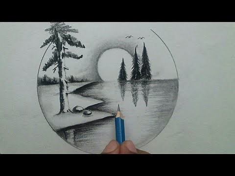 Beautiful and easy scenery drawing step by step with pencil / cool drawings
